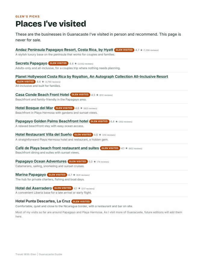 Sample page: Glen's Picks