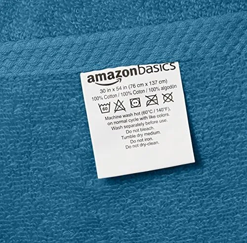 Amazon Basics 100% Cotton Quick-Dry Bath Towel, 2-Pack, Lake Blue, - Travel With Glen