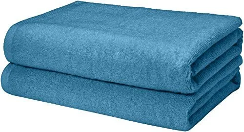 Amazon Basics 100% Cotton Quick-Dry Bath Towel, 2-Pack, Lake Blue, - Travel With Glen Quick-dry towel