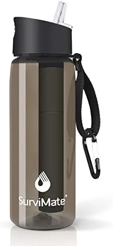 SurviMate 0.01μm Ultra-Filtration Filtered Water Bottle, Portable Water Filter Bottle - Travel With Glen Portable water filter