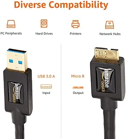 Amazon Basics Micro USB to USB-A 3.0 Charger Cable, 4.8Gbps - Travel With Glen