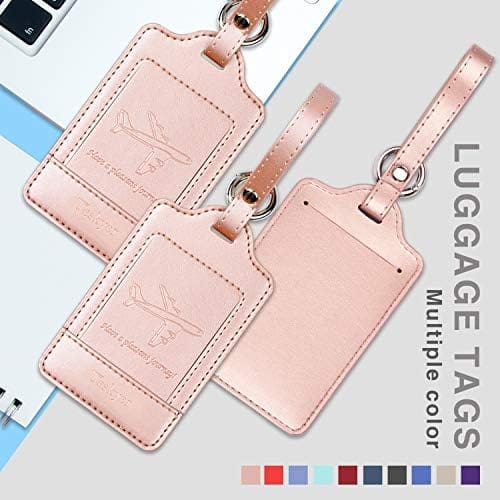 Teskyer Luggage Tag, 3 Pack Premium PU Leahter Luggage Tags - Travel With Glen