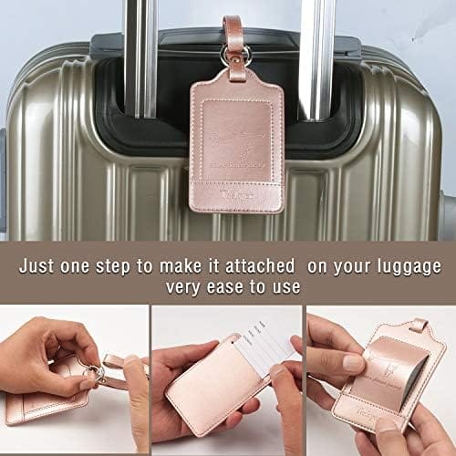 Teskyer Luggage Tag, 3 Pack Premium PU Leahter Luggage Tags - Travel With Glen