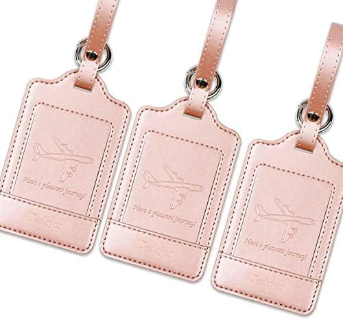 Teskyer Luggage Tag, 3 Pack Premium PU Leahter Luggage Tags - Travel With Glen