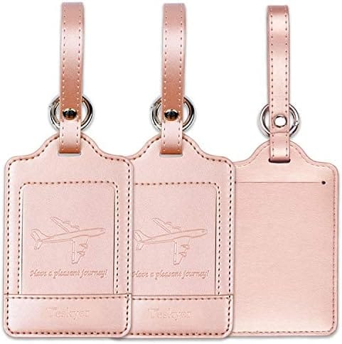 Teskyer Luggage Tag, 3 Pack Premium PU Leahter Luggage Tags - Travel With Glen