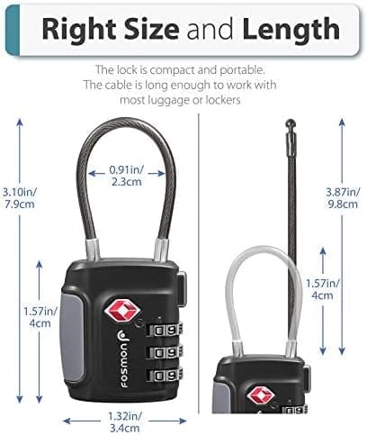 Fosmon TSA Accepted Cable Luggage Locks, (4 Pack) Re-settable Easy - Travel With Glen