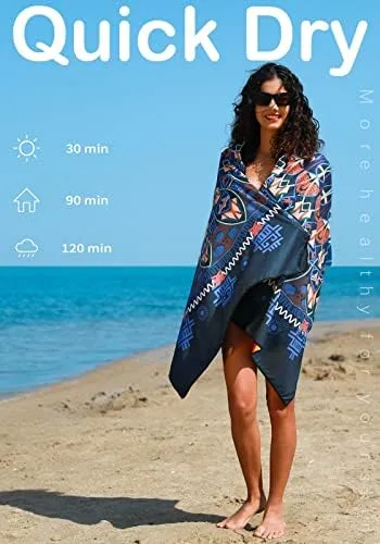 Microfiber Lightweight Beach Towel Sand Free Quick Dry Absorbent Thin - Travel With Glen