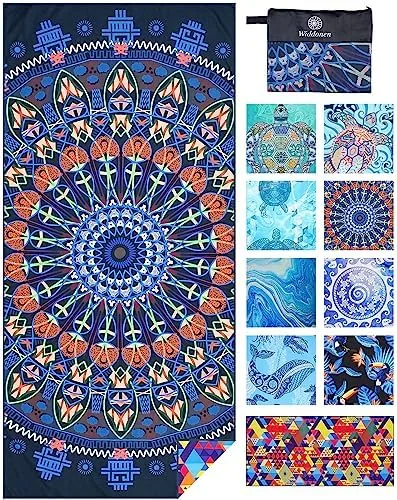 Microfiber Lightweight Beach Towel Sand Free Quick Dry Absorbent Thin - Travel With Glen Quick-dry towel