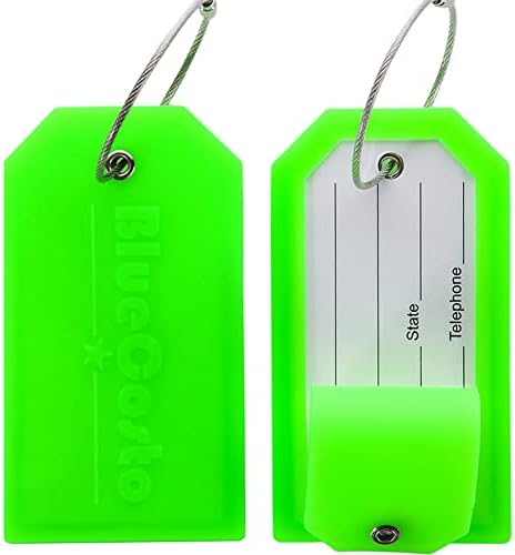 BlueCosto 5X Bright Green Big Luggage Tags for suitcases Travel - Travel With Glen