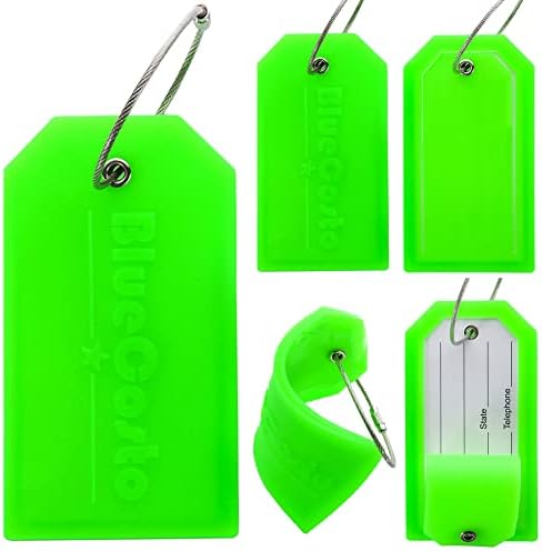 BlueCosto 5X Bright Green Big Luggage Tags for suitcases Travel - Travel With Glen Luggage tags