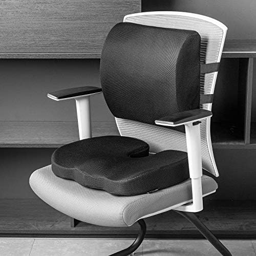 Amazon Basics Seat Cushion & Lumbar Support, Memory Foam, Black, - Travel With Glen