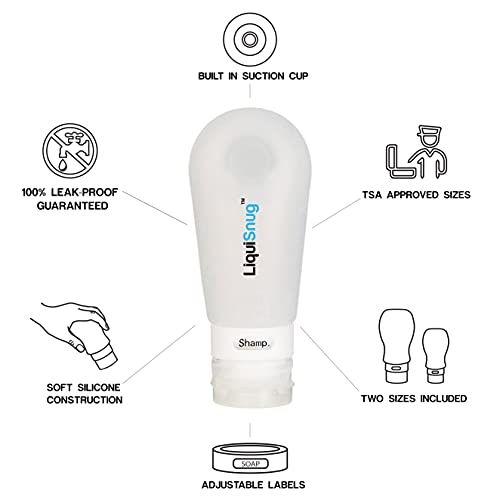 LiquiSnugs Premium - 100% Guaranteed Leak Proof Silicone Travel Bottles - Travel With Glen