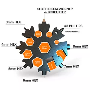 Aitsite 18-in-1 Snowflake Multi Tool Stainless Portable Steel Multi-Tool for - Travel With Glen