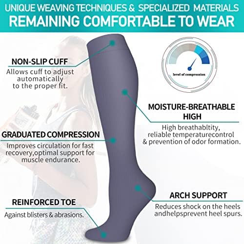 COOLOVER Copper Compression Socks for Women and Men(6 Pairs)-Best Support - Travel With Glen