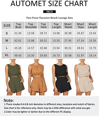 AUTOMET Women’s Summer 2 Piece Outfits Shorts Sets Sleeveless Round - Travel With Glen