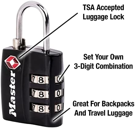 Master Lock 4680DBLK TSA-Approved Luggage Lock, 1-3/16-in. Wide, Black - Travel With Glen