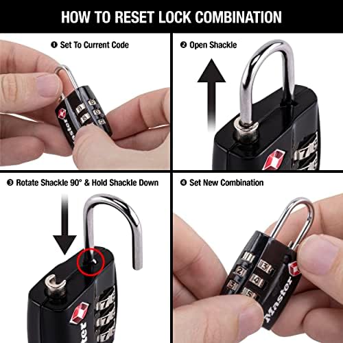 Master Lock 4680DBLK TSA-Approved Luggage Lock, 1-3/16-in. Wide, Black - Travel With Glen