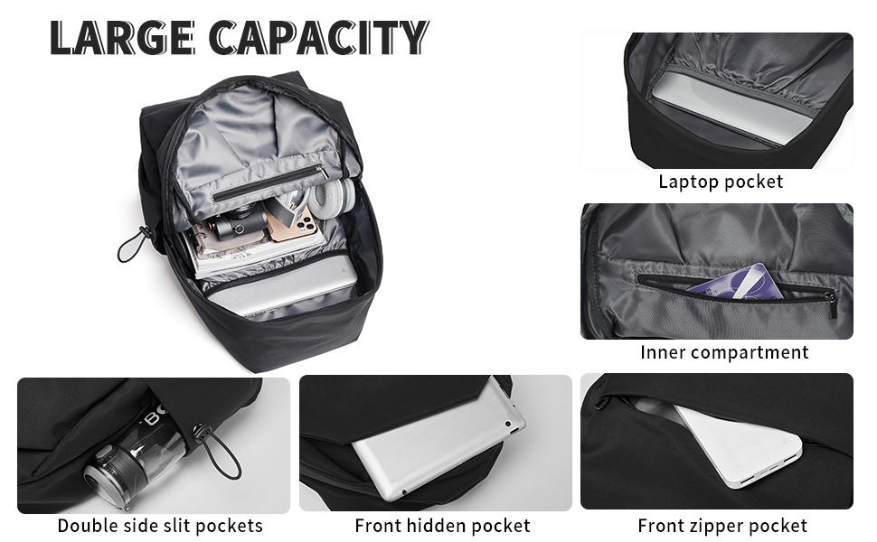 coofay Black Carry on Backpack For Women Men Waterproof College - Travel With Glen
