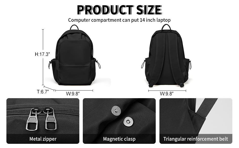 coofay Black Carry on Backpack For Women Men Waterproof College - Travel With Glen