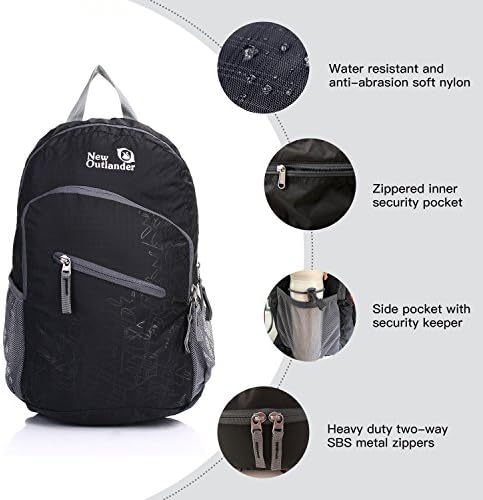 Outlander Packable Handy Lightweight Travel Hiking Backpack Daypack, Black - Travel With Glen