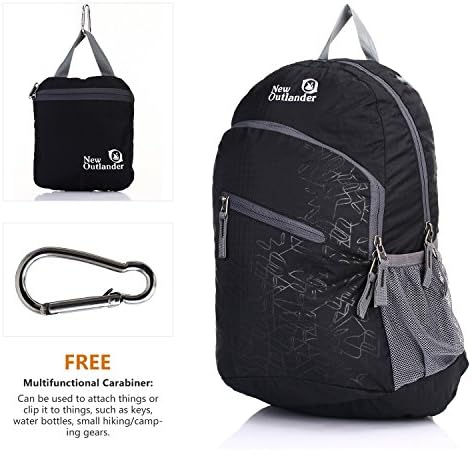 Outlander Packable Handy Lightweight Travel Hiking Backpack Daypack, Black - Travel With Glen