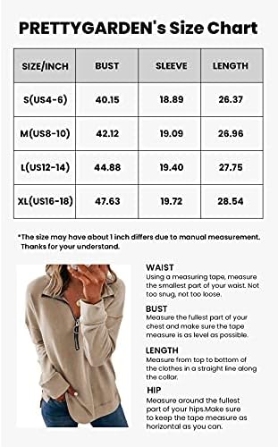 PRETTYGARDEN Women's Causal 1/4 Zip Pullover Long Sleeve Collar Sweatshirts - Travel With Glen