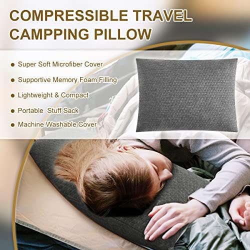Ivellow Memory Foam Travel Pillow Compressible Camping Pillow for Sleeping - Travel With Glen