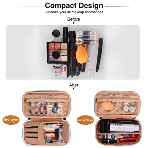 Makeup Brush Cosmetic Organizer Portable 2 layer Small Makeup Pouch - Travel With Glen