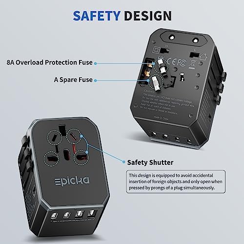 EPICKA Universal Travel Adapter, International Power Plug Adapter with 3 - Travel With Glen