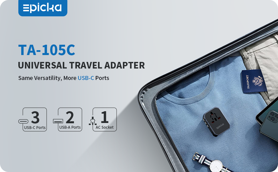 EPICKA Universal Travel Adapter, International Power Plug Adapter with 3 - Travel With Glen