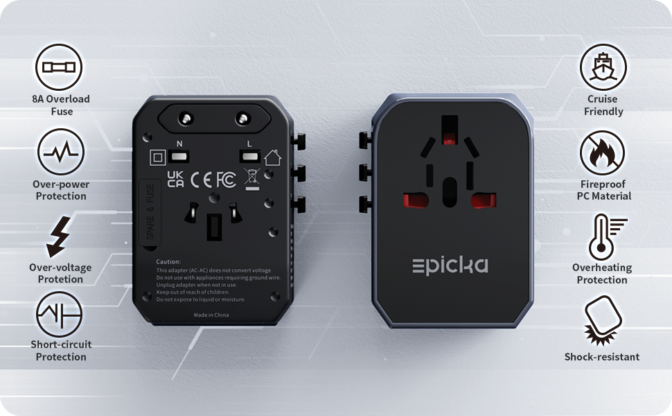 EPICKA Universal Travel Adapter, International Power Plug Adapter with 3 - Travel With Glen