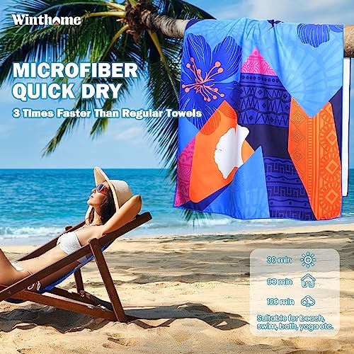 Winthome Microfiber Sand Free Beach Towel Thin Quick Fast Dry - Travel With Glen