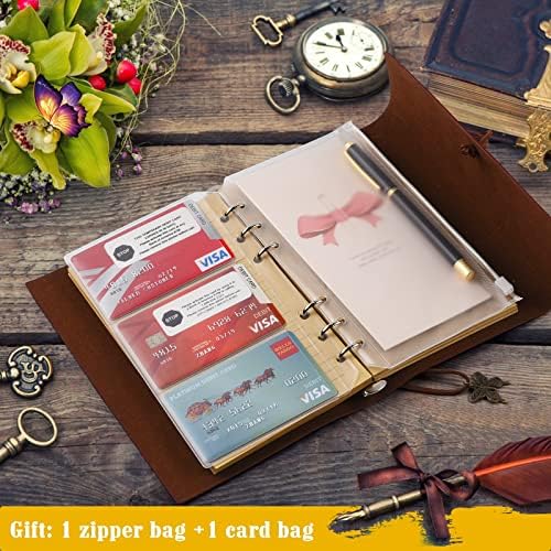 Leather Journal Notebook, Vintage Refillable Journal with 2 PVC Pockets, - Travel With Glen