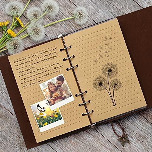 Leather Journal Notebook, Vintage Refillable Journal with 2 PVC Pockets, - Travel With Glen