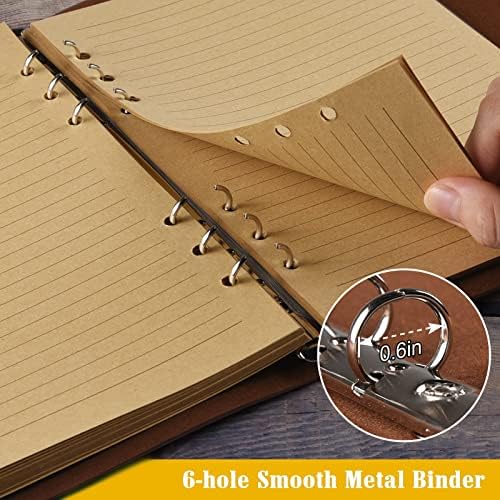 Leather Journal Notebook, Vintage Refillable Journal with 2 PVC Pockets, - Travel With Glen