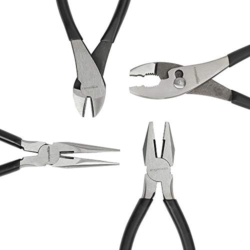 Amazon Basics Plier Tools, Set of 4, Silver, Black - Travel With Glen