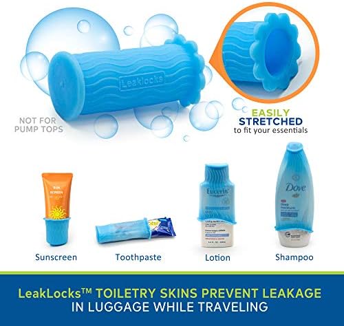 LeakLocks® Toiletry Skins™ 4 pak Elastic Sleeve for Leak Proofing - Travel With Glen