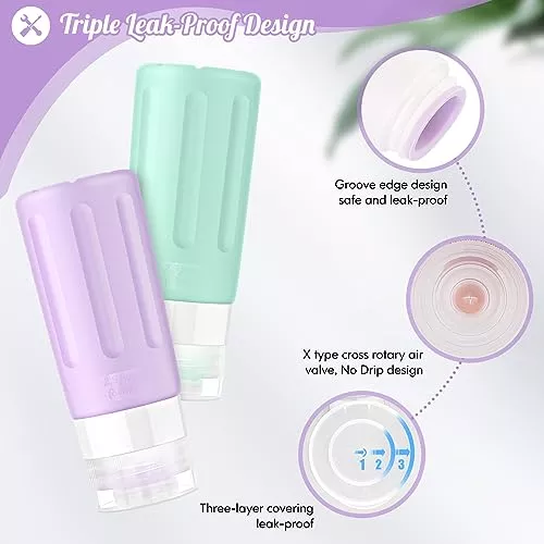 JBYAMUS 16 Pcs Silicone Bottles Set, Leak-Proof Design, Travel Size, - Travel With Glen