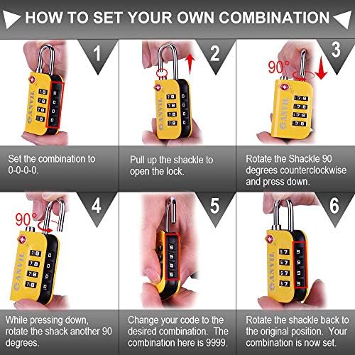 TSA Approved Luggage Lock - 4 Digit Combination Padlocks with - Travel With Glen