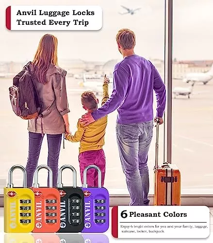 TSA Approved Luggage Lock - 4 Digit Combination Padlocks with - Travel With Glen