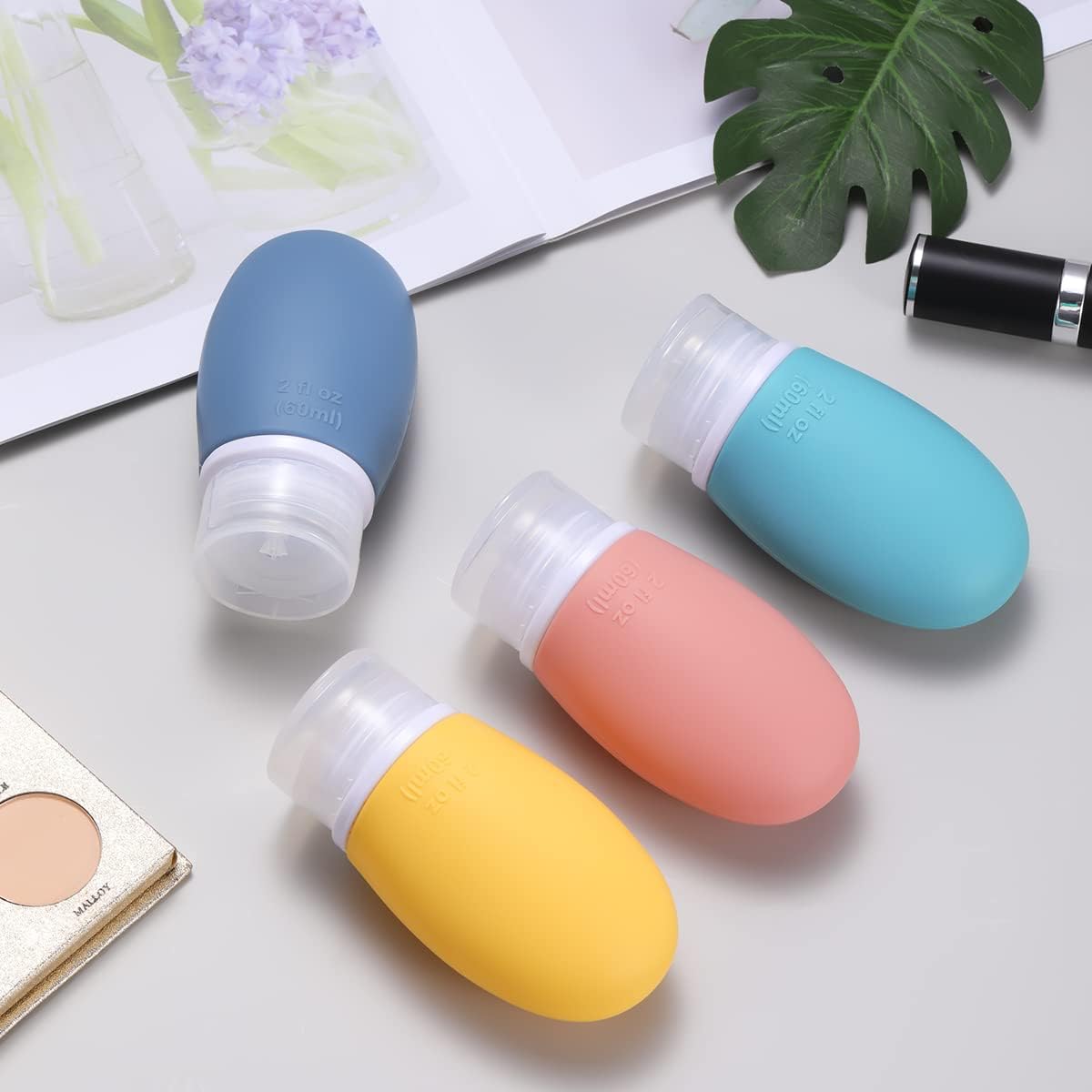 Leak Proof Silicone Travel Bottles,4 Pack 2oz Liquid Squeezable Refillable - Travel With Glen