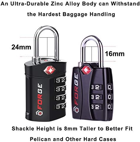 4 Digit TSA Approved Luggage Locks, 4 Black Locks, Inspection - Travel With Glen