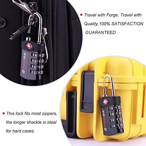 4 Digit TSA Approved Luggage Locks, 4 Black Locks, Inspection - Travel With Glen