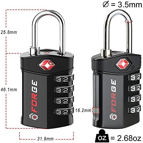 4 Digit TSA Approved Luggage Locks, 4 Black Locks, Inspection - Travel With Glen