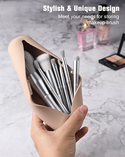FERYES Travel Makeup Brush Holder, Magnetic Anti-fall Out Silicon Portable - Travel With Glen
