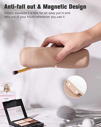 FERYES Travel Makeup Brush Holder, Magnetic Anti-fall Out Silicon Portable - Travel With Glen