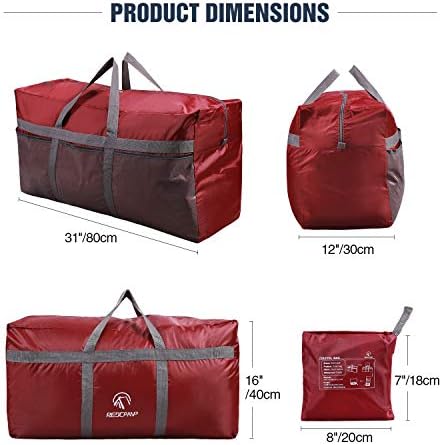 REDCAMP Foldable Travel Bag, 75L/96L/100L Large Sports Bag, Packable Duffle - Travel With Glen