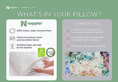 Nappler Camping Pillow - Travel Pillow -Backpacking, Airplane, Small Pillow - Travel With Glen