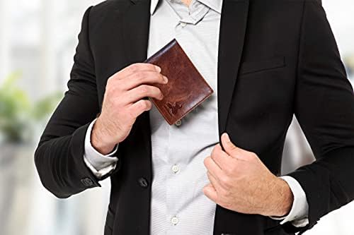 BULL GUARD Mens RFID Blocking Bifold Wallet Soft Genuine Leather - Travel With Glen