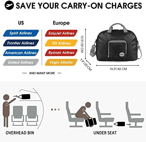 WANDF Foldable Travel Duffel Bag Luggage Sports Gym Water Resistant - Travel With Glen
